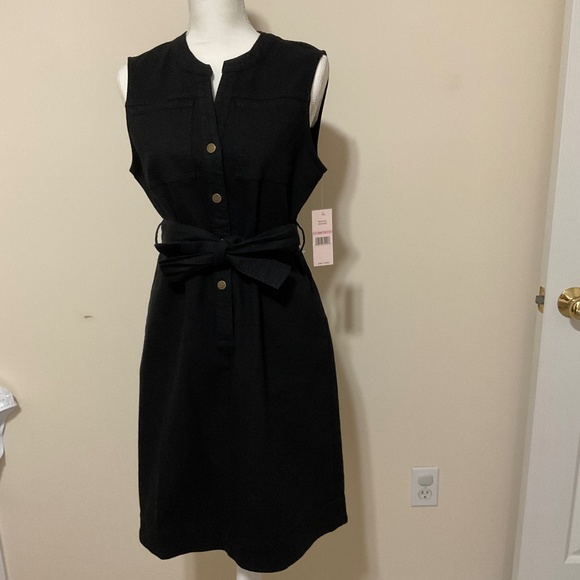Nanette Lepore Sleeveless Denim Button Down Mini Dress Black Size 10 - Picture 1 of 10